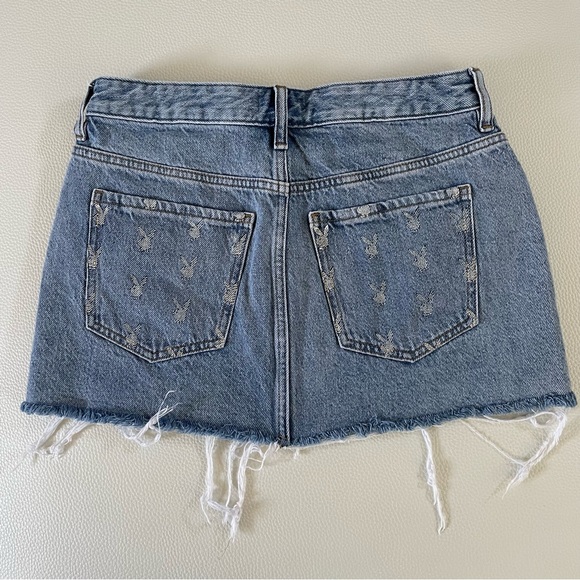 Pacsun Playboy distressed mini jean skirt - Picture 2 of 4
